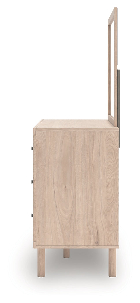 Side view of Arloster Dresser with mirror attachment