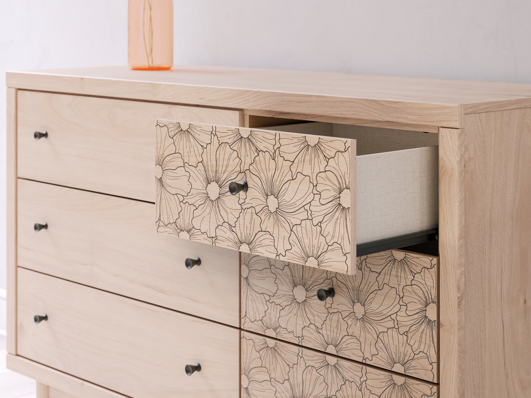 Decorative laminate botanical pattern close-up