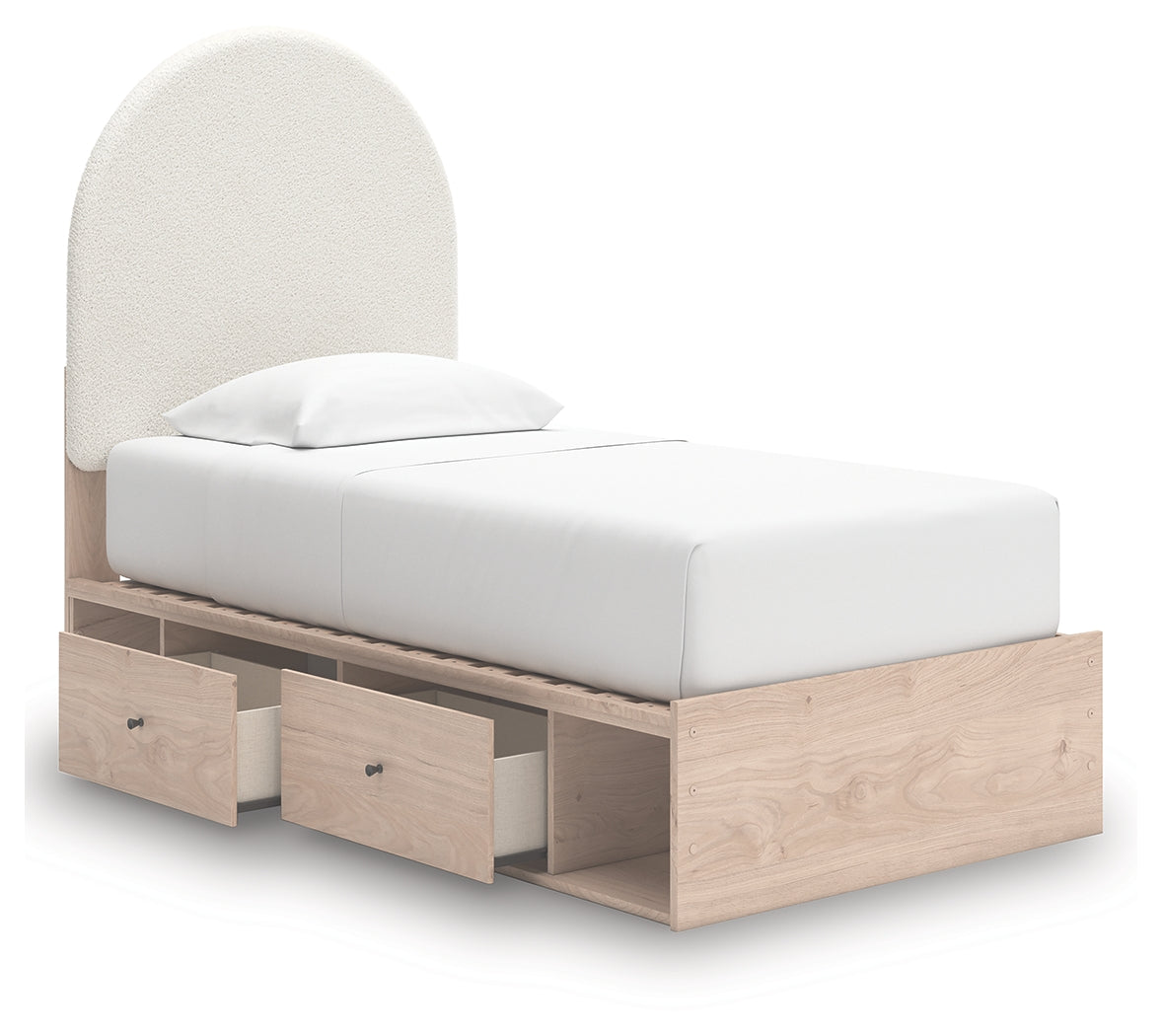 Storage drawers on Arloster Twin Upholstered Panel Bed