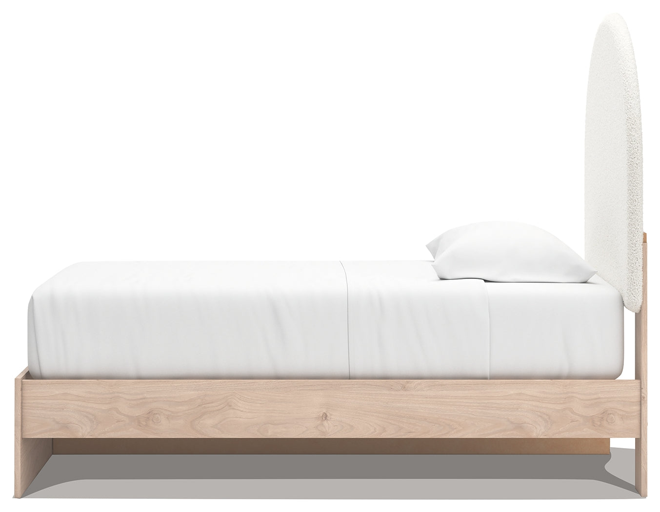 Knobs and upholstery detail on Arloster Twin Bed