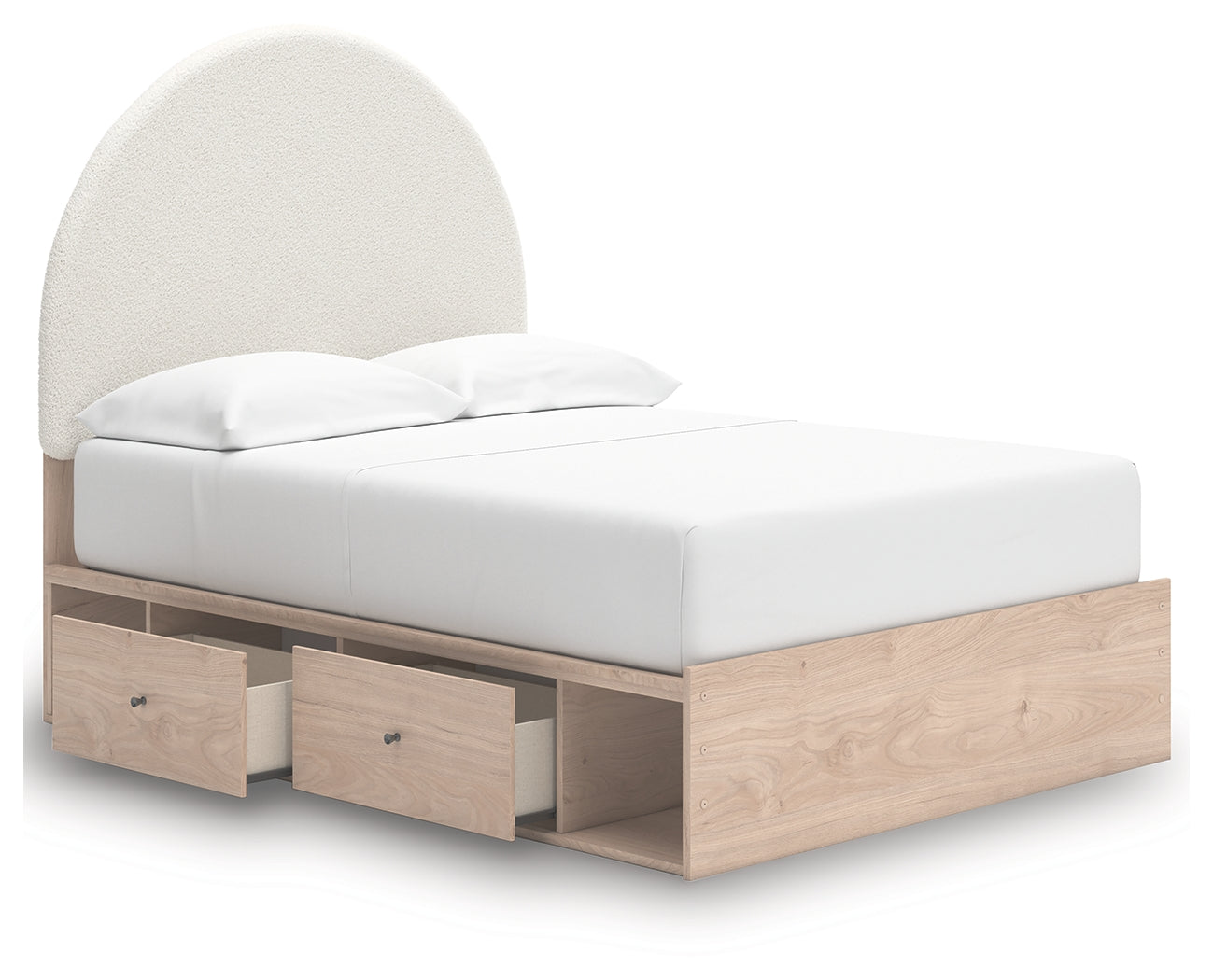 Arloster Tan and White Full Upholstered Panel Bed, front view