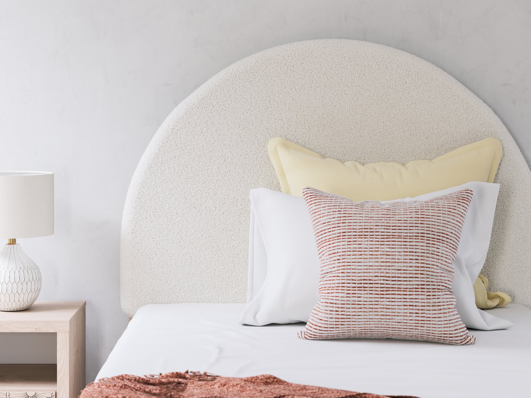 Arloster Tan and White Full Upholstered Panel Bed, front view
