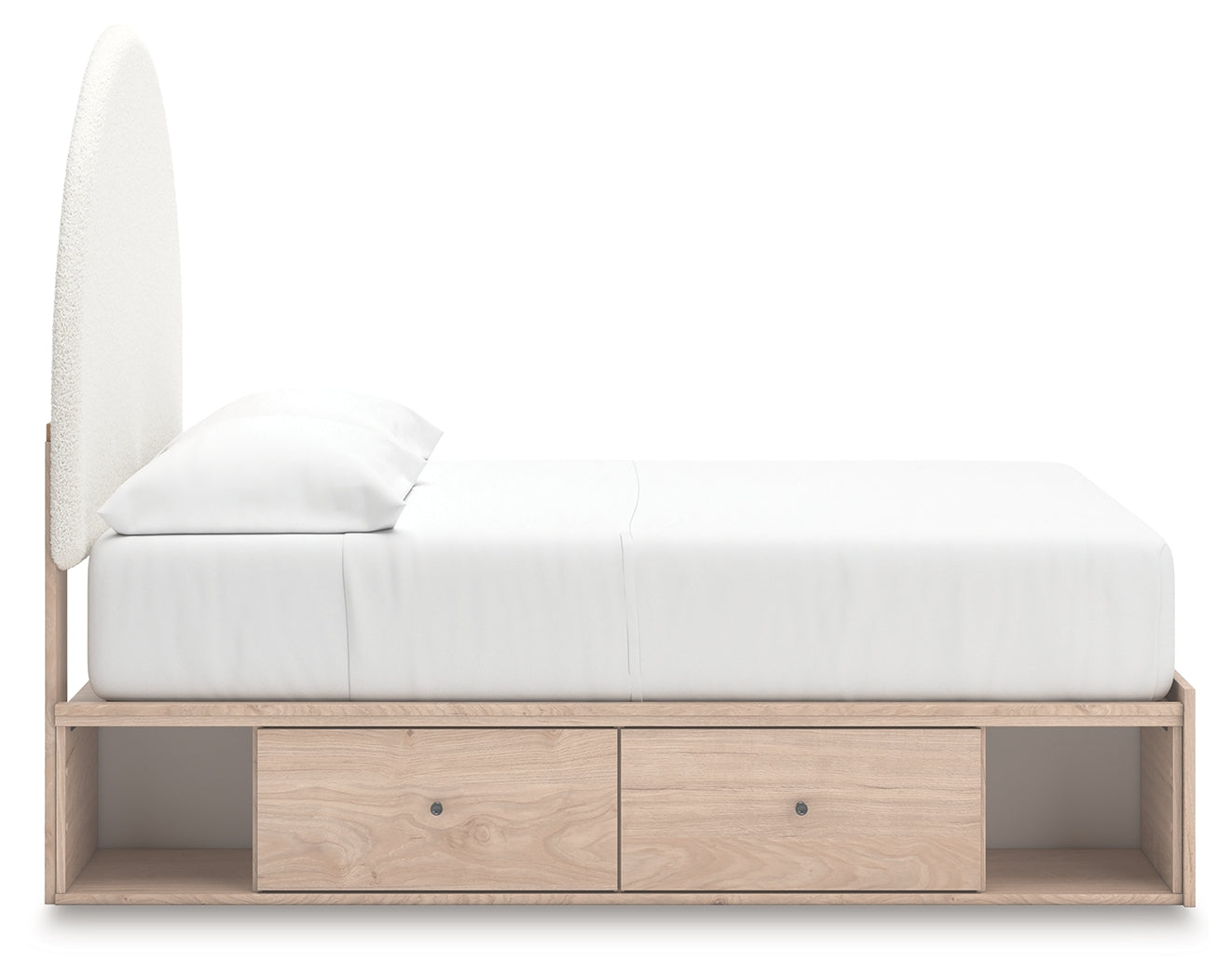 Arloster Tan and White Full Upholstered Panel Bed, front view