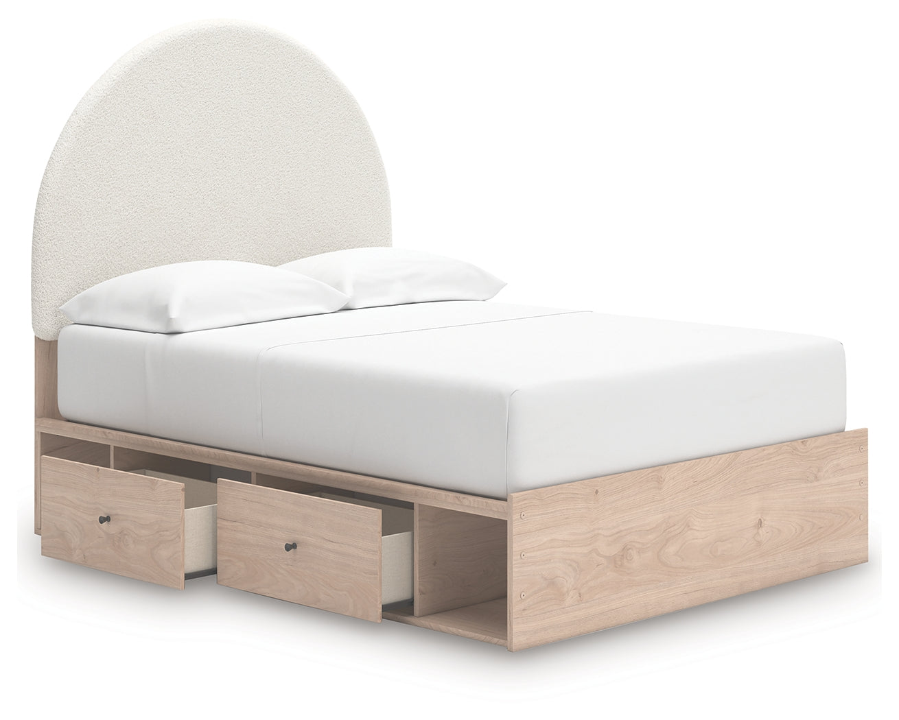 Four smooth-gliding storage drawers under bed