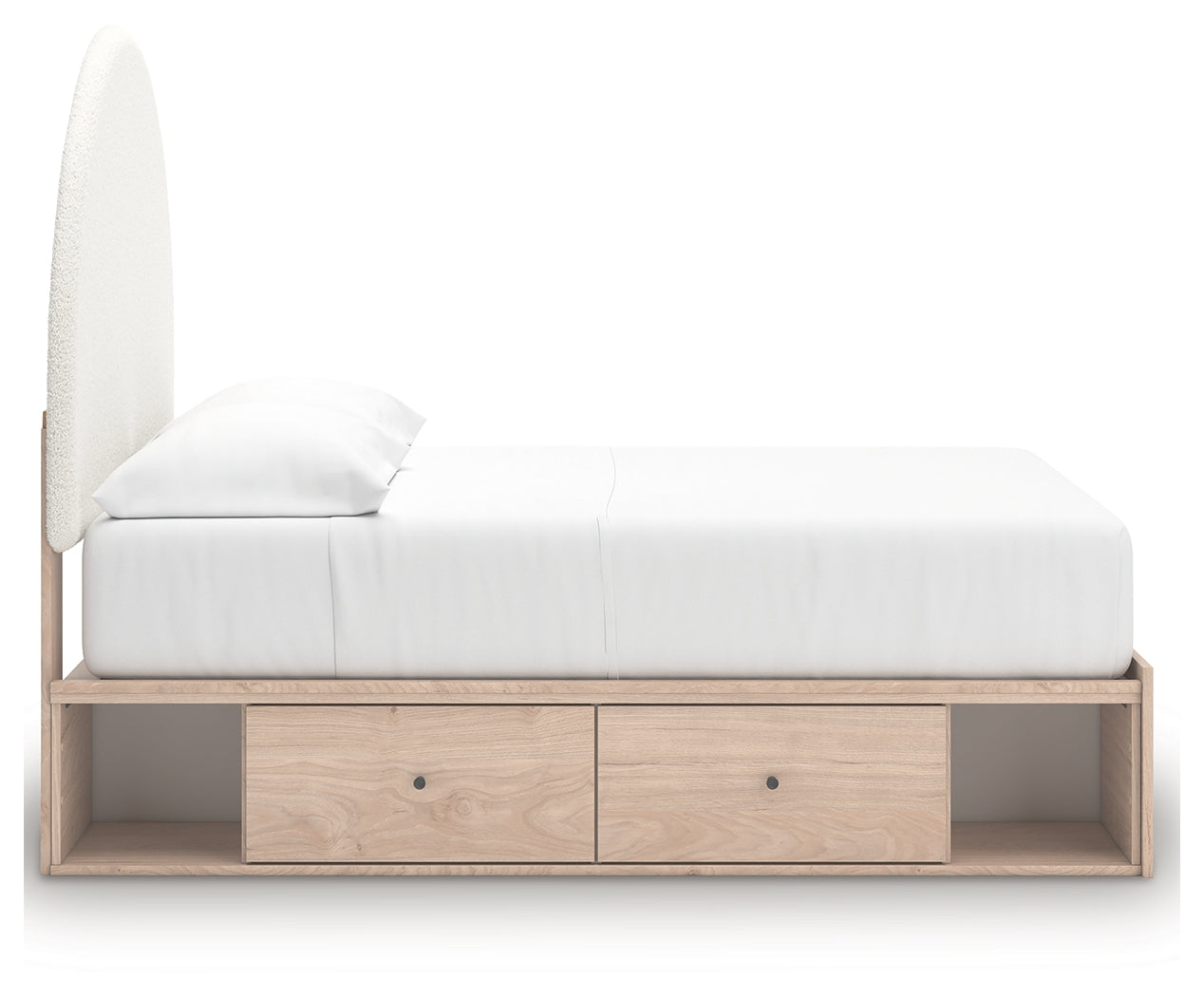 Top angle showing bed frame and roll slats