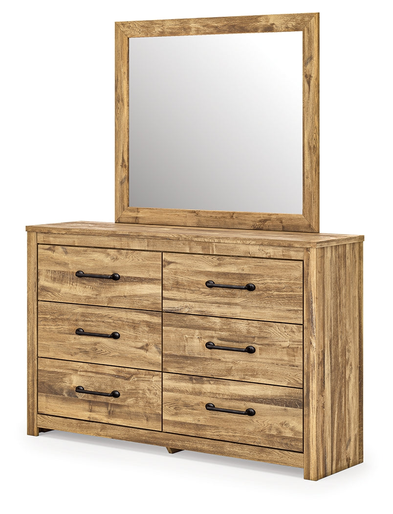 Side angle of Maystonna Brown Dresser with Mirror