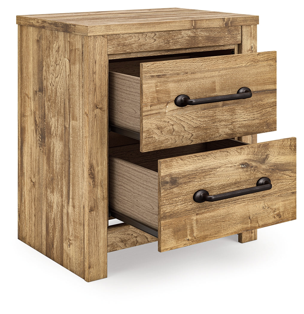 Maystonna Brown Nightstand with drawers open