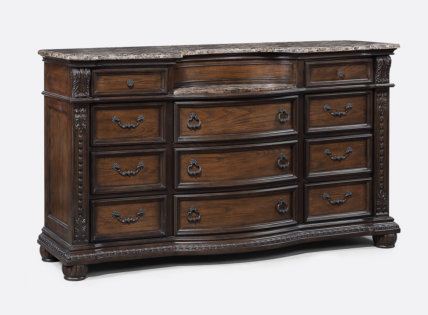 side view of Stanley Coffee Brown Upholstered Tufted Sleigh Bedroom Set bed