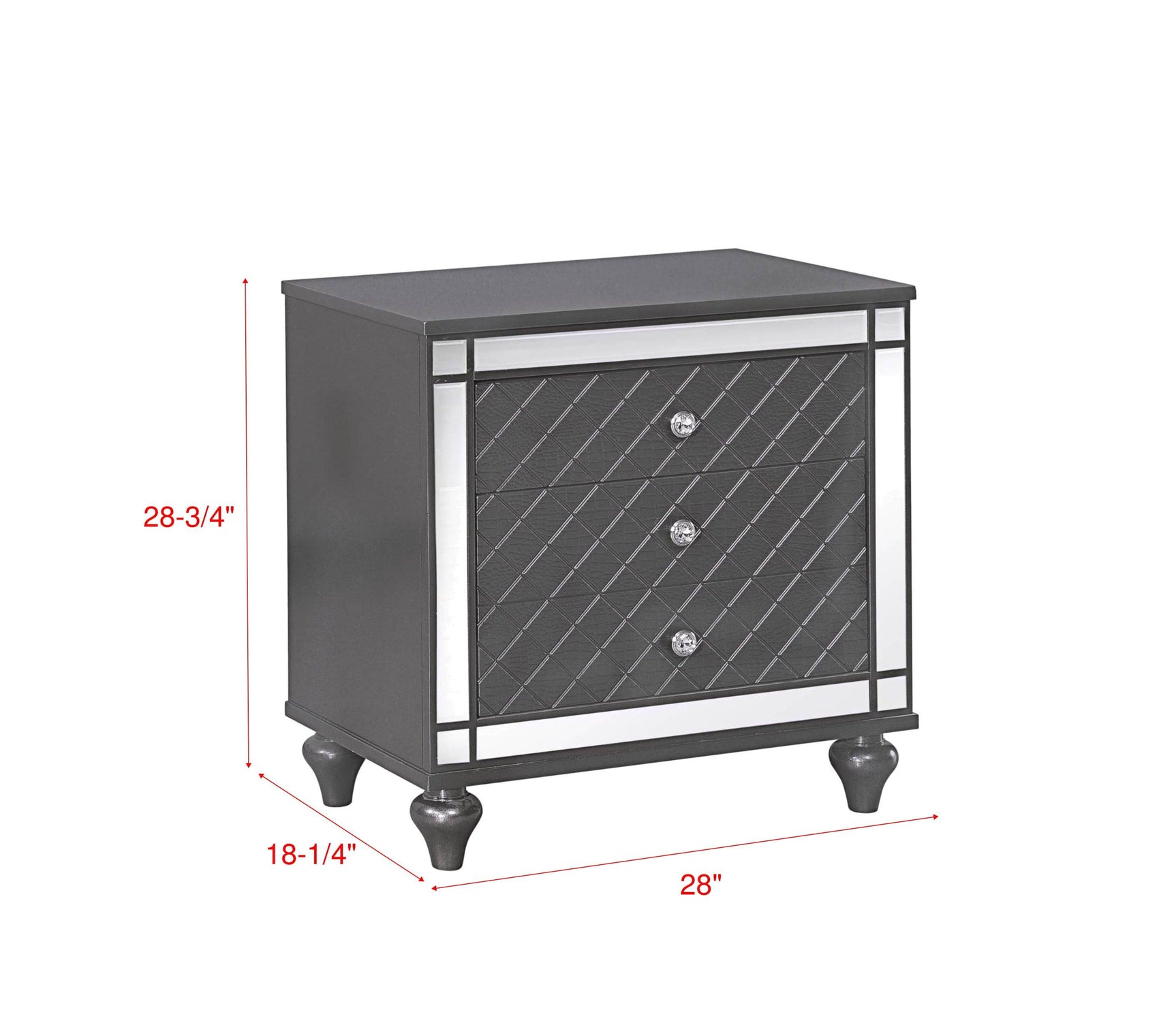 Refino Gray LED Upholstered Tufted Panel Bedroom Set main view chest