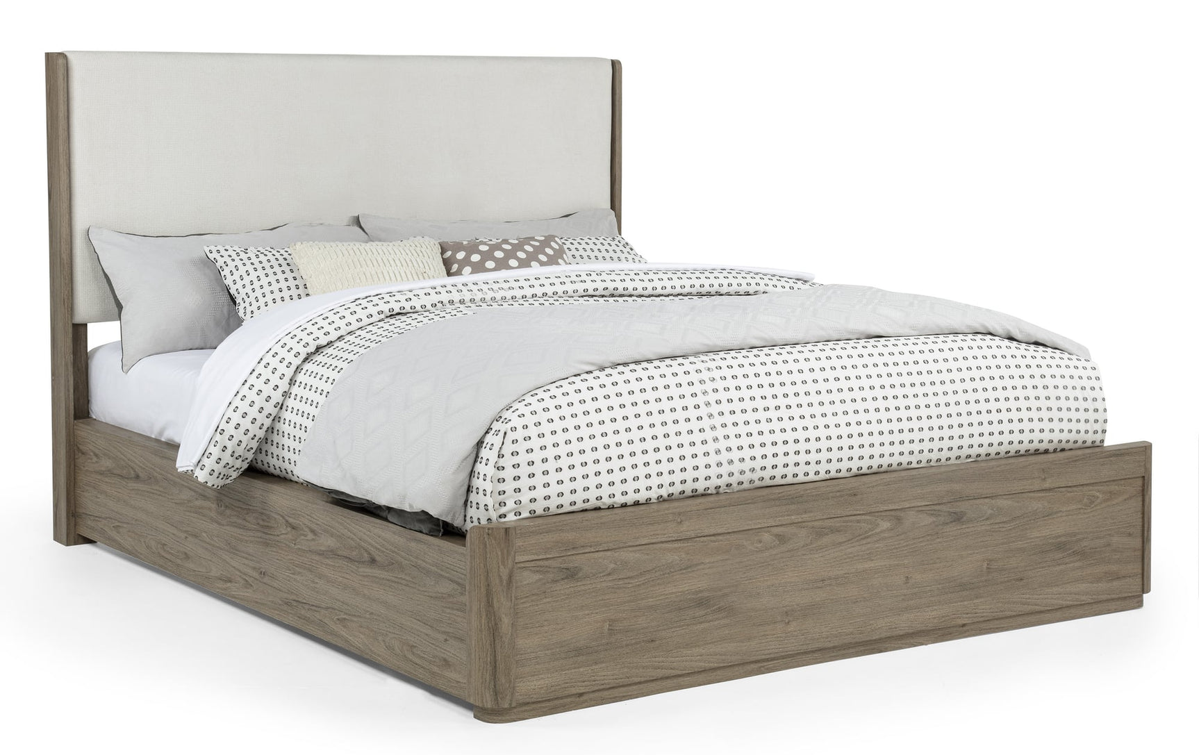 Veranda Gray Upholstered Panel Queen Bed from Decor Furniture