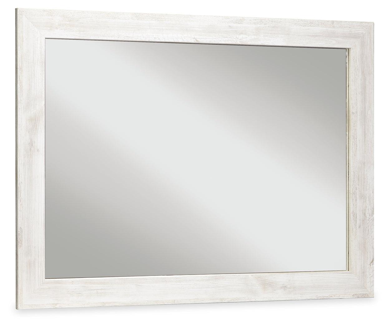 Paxberry Whitewash Bedroom Mirror angled side view showing full-length glass
