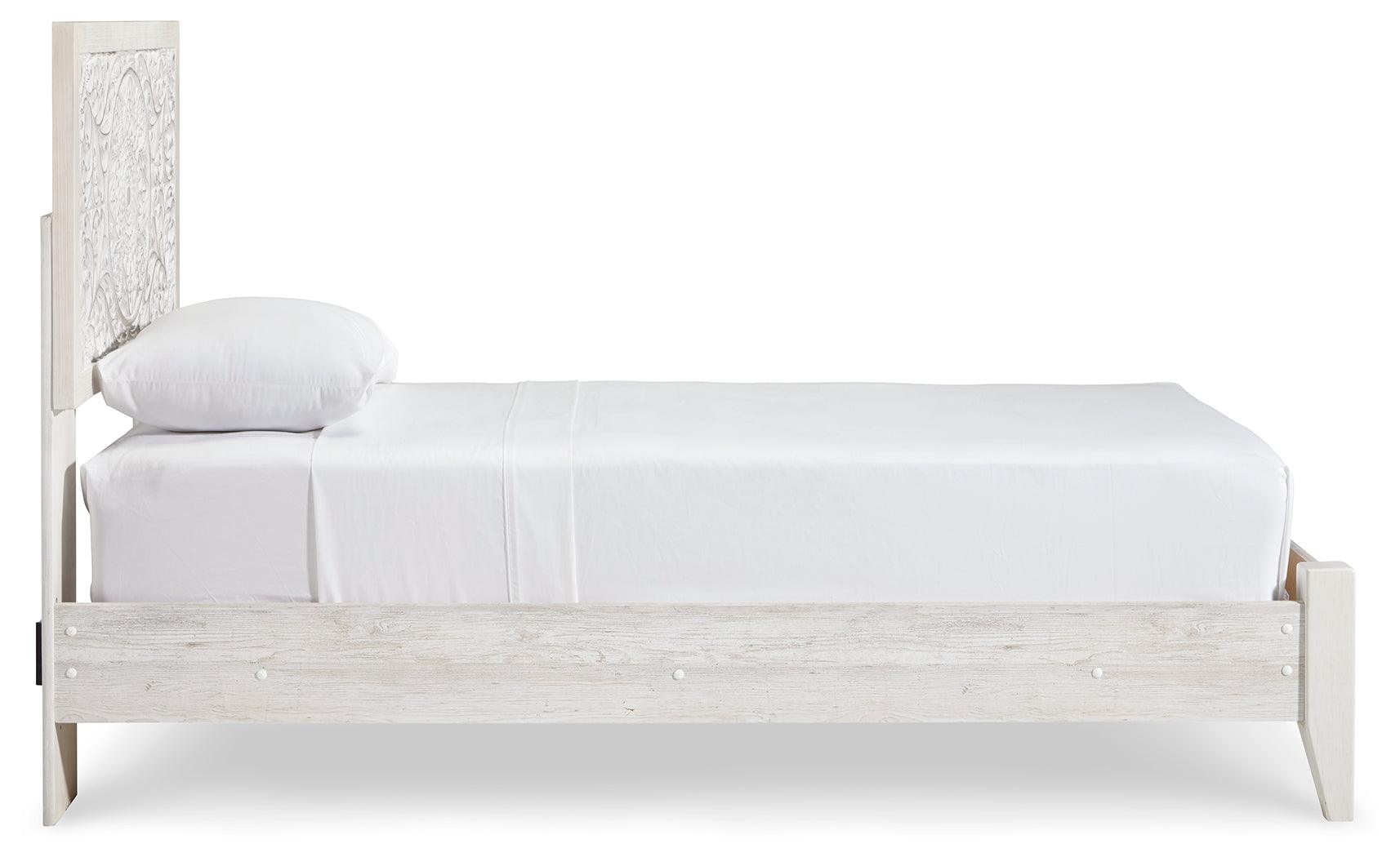 Paxberry Whitewash Twin Panel Bed side view