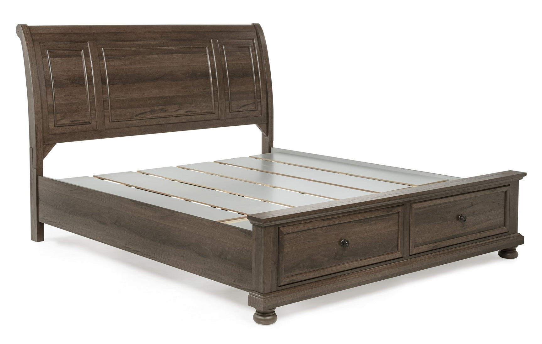 Claribelle Brown Storage Platform Sleigh King Bed view 3