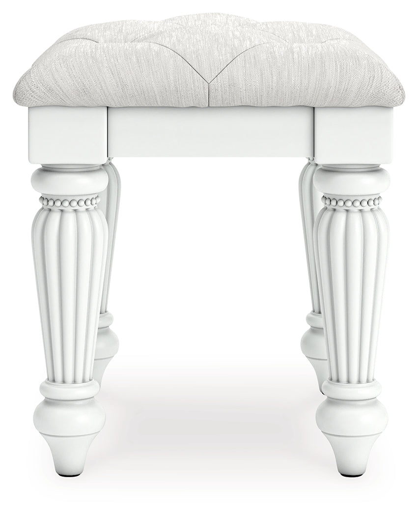 Kozlani White Vanity Stool top angled view