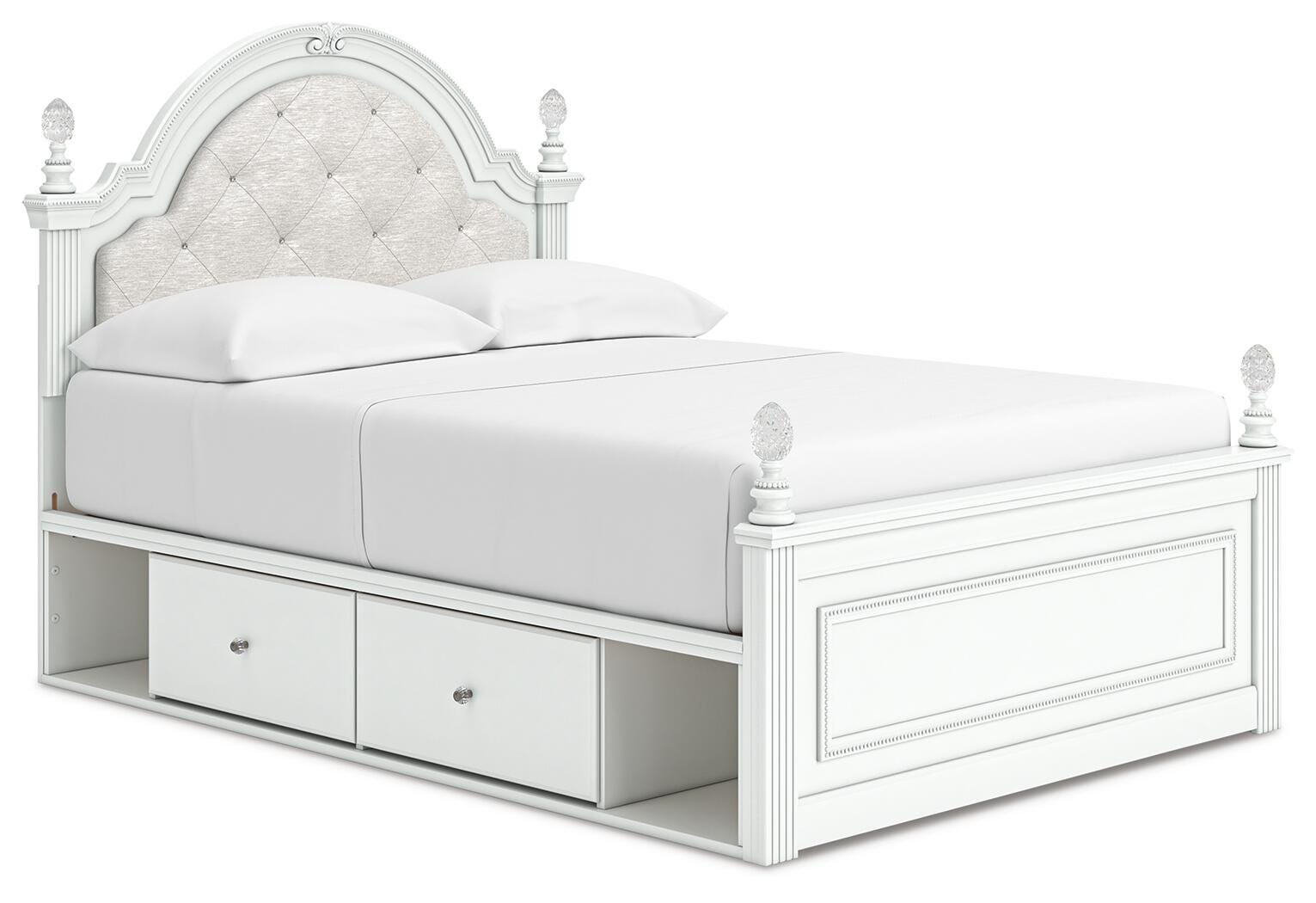 Side view of Kozlani Full Bed showing drawers open