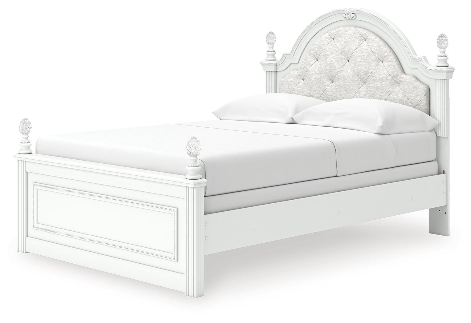 Alternate angle showing panel bed footboard and headboard