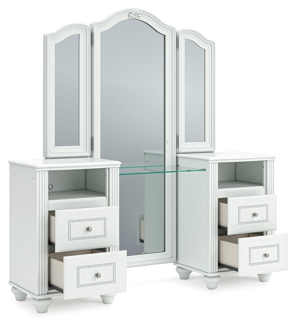Back view of Kozlani vanity with mirror
