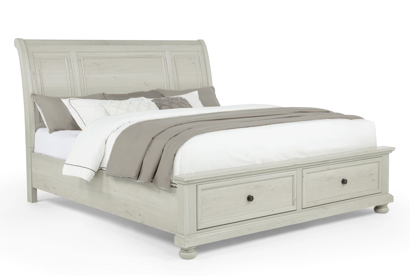 Claribelle White Storage Platform Sleigh King Bed from Decor Furniture