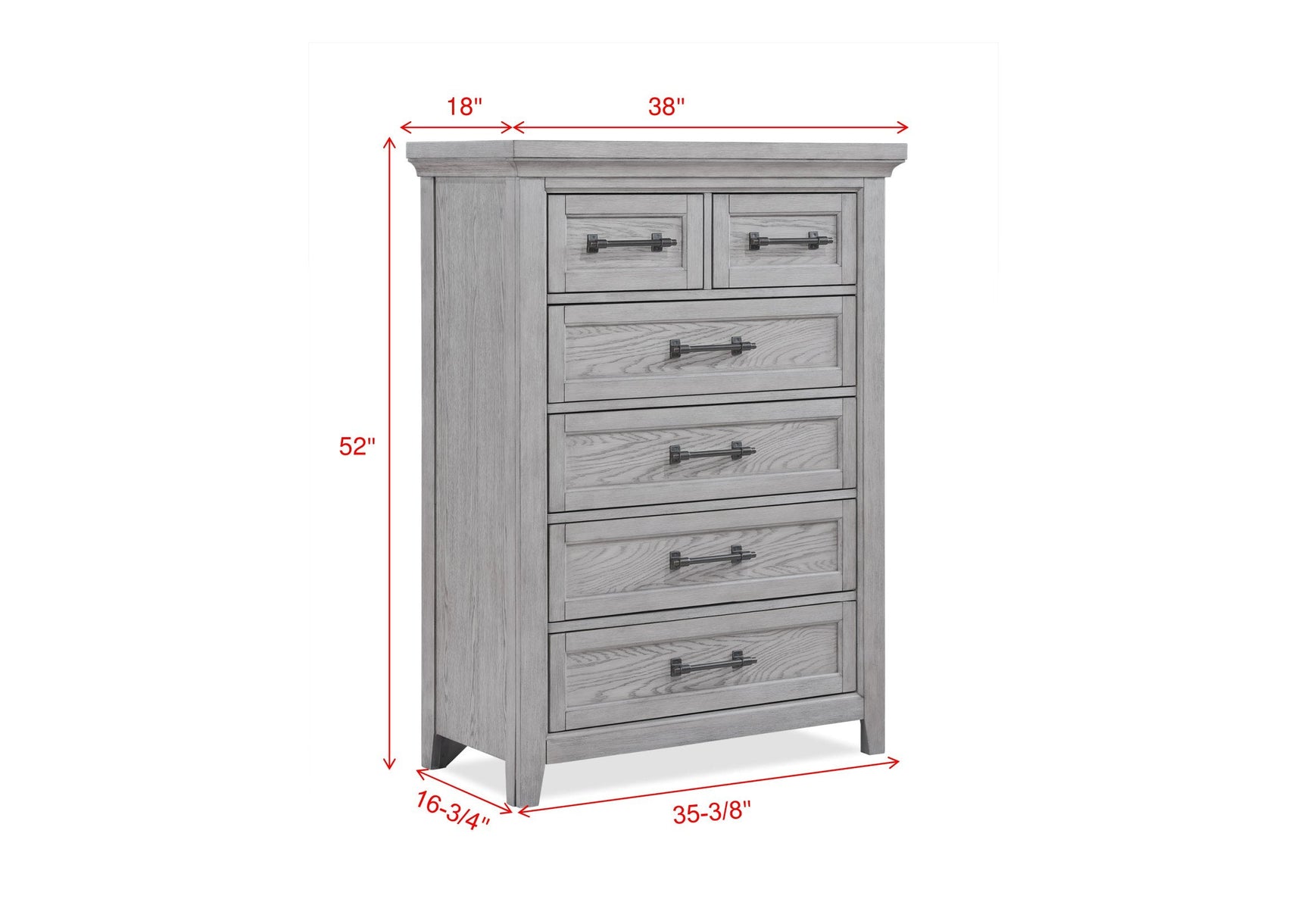 Side view of Beckett Gray Panel Bedroom Set chest