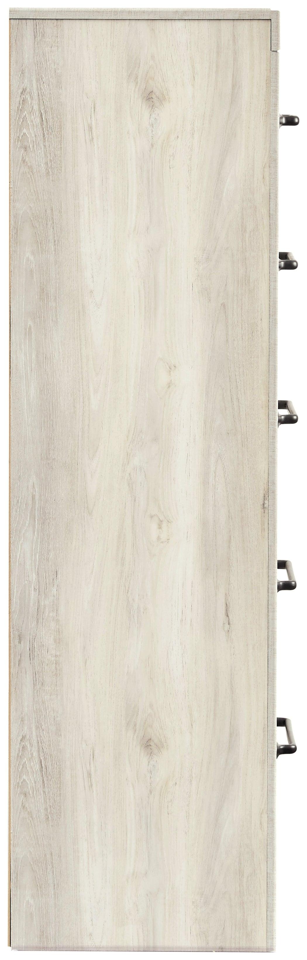 Cambeck whitewash narrow chest of drawers side view