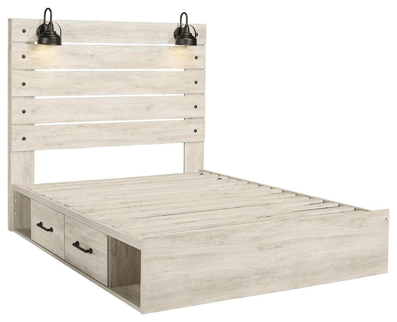 Cambeck bed storage drawers open showing spacious interior