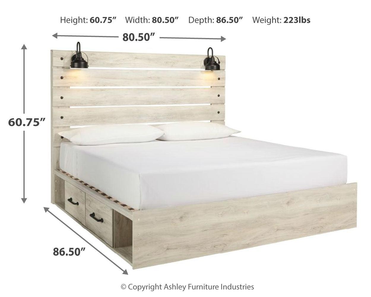 Dimension diagram of Cambeck King Panel Bed