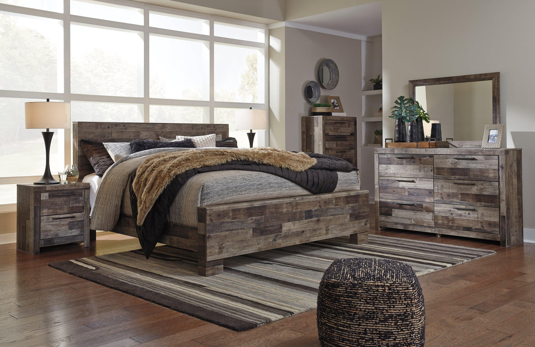 Derekson bed styled in bedroom