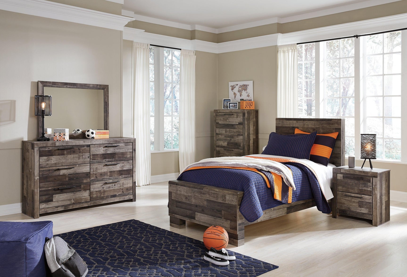 Closeup of Derekson panel bed headboard