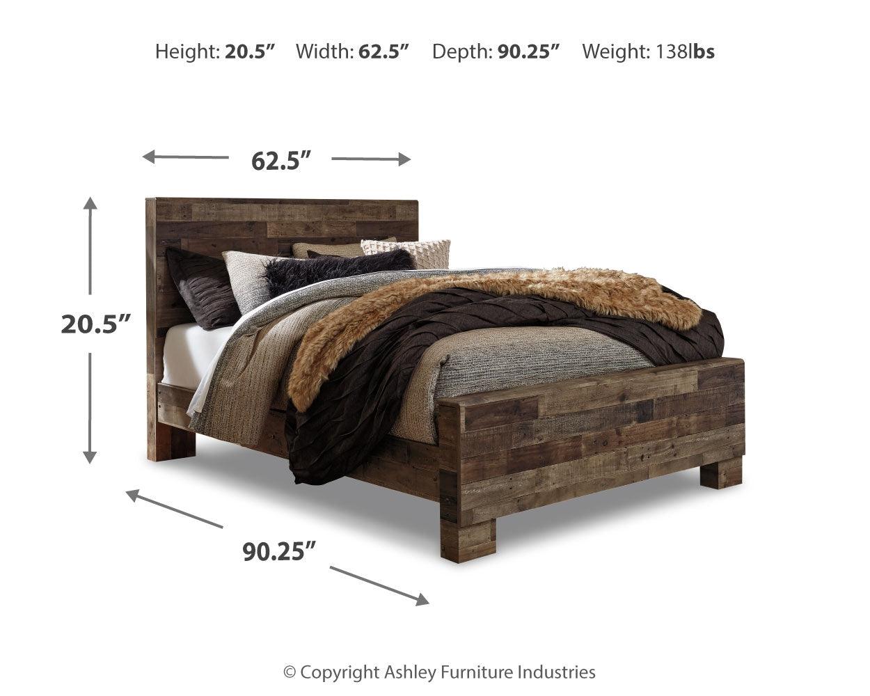 Dimensions guide for Derekson Multi Gray Queen Panel Bed