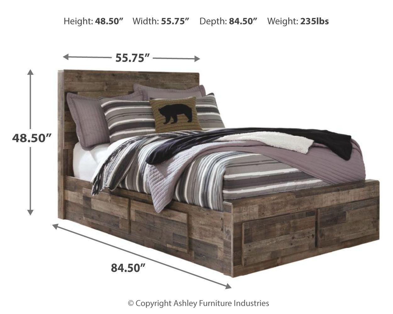 Full size Derekson bed under-bed storage open