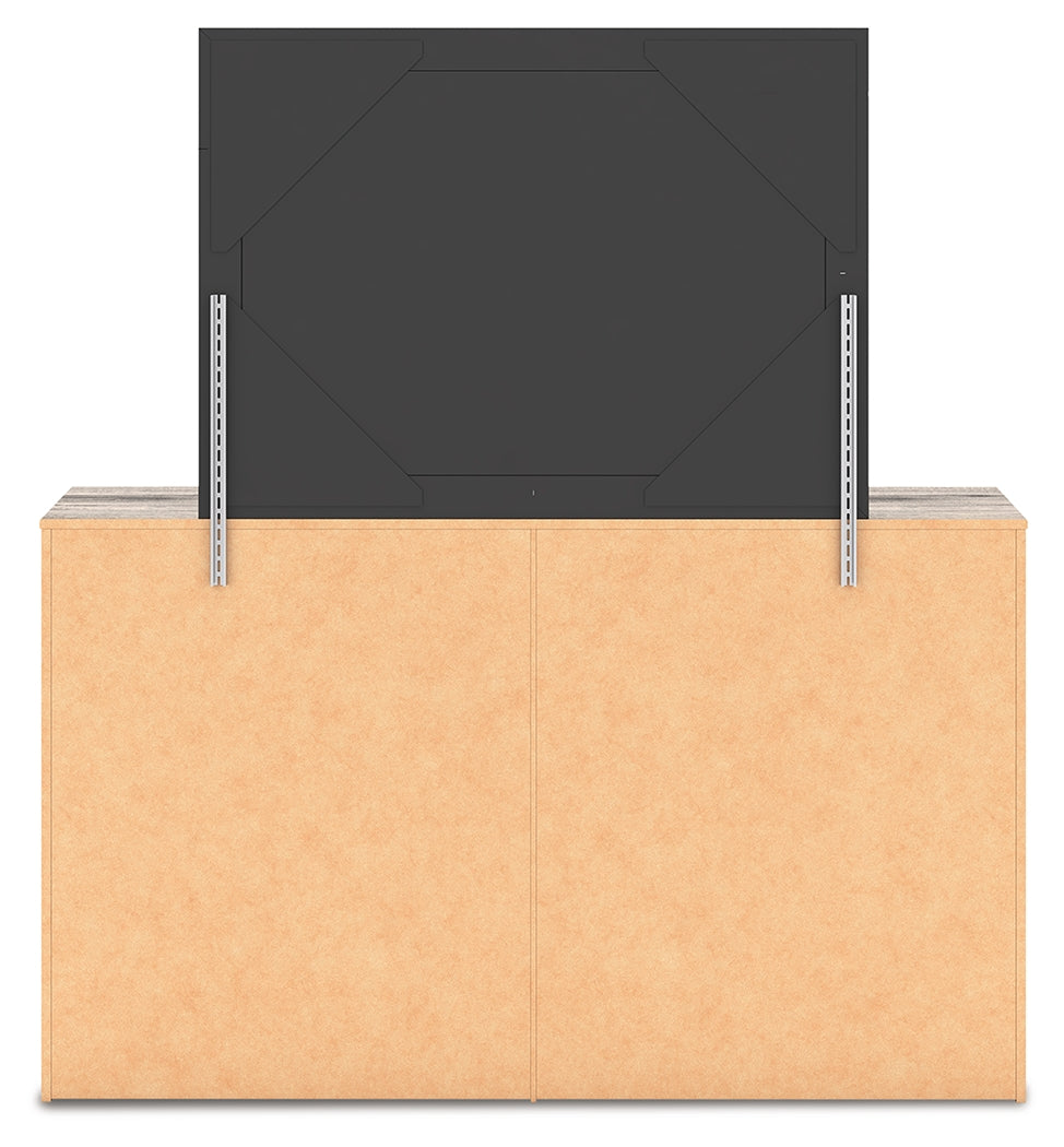Back view of Elbrim Brown dresser and mirror