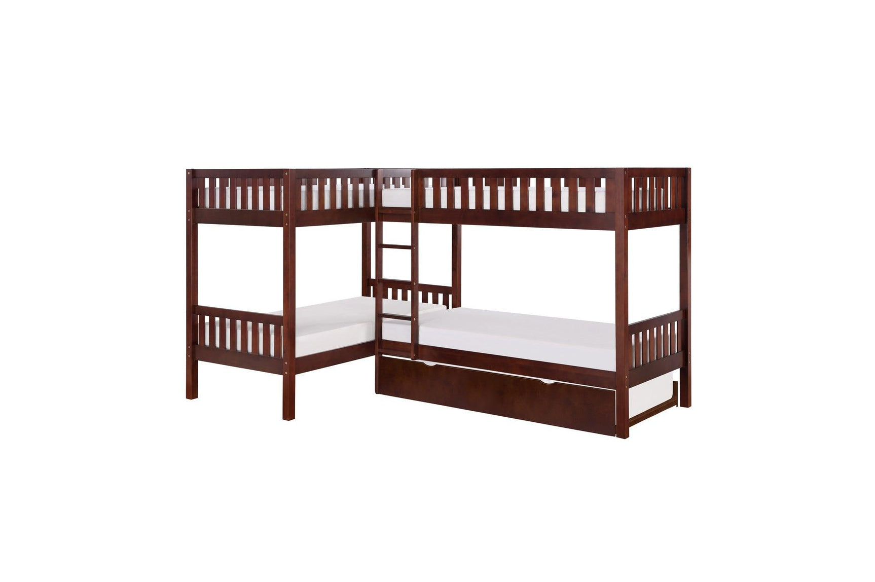 Rowe Dark Cherry Youth Bunk Bed separated twin beds