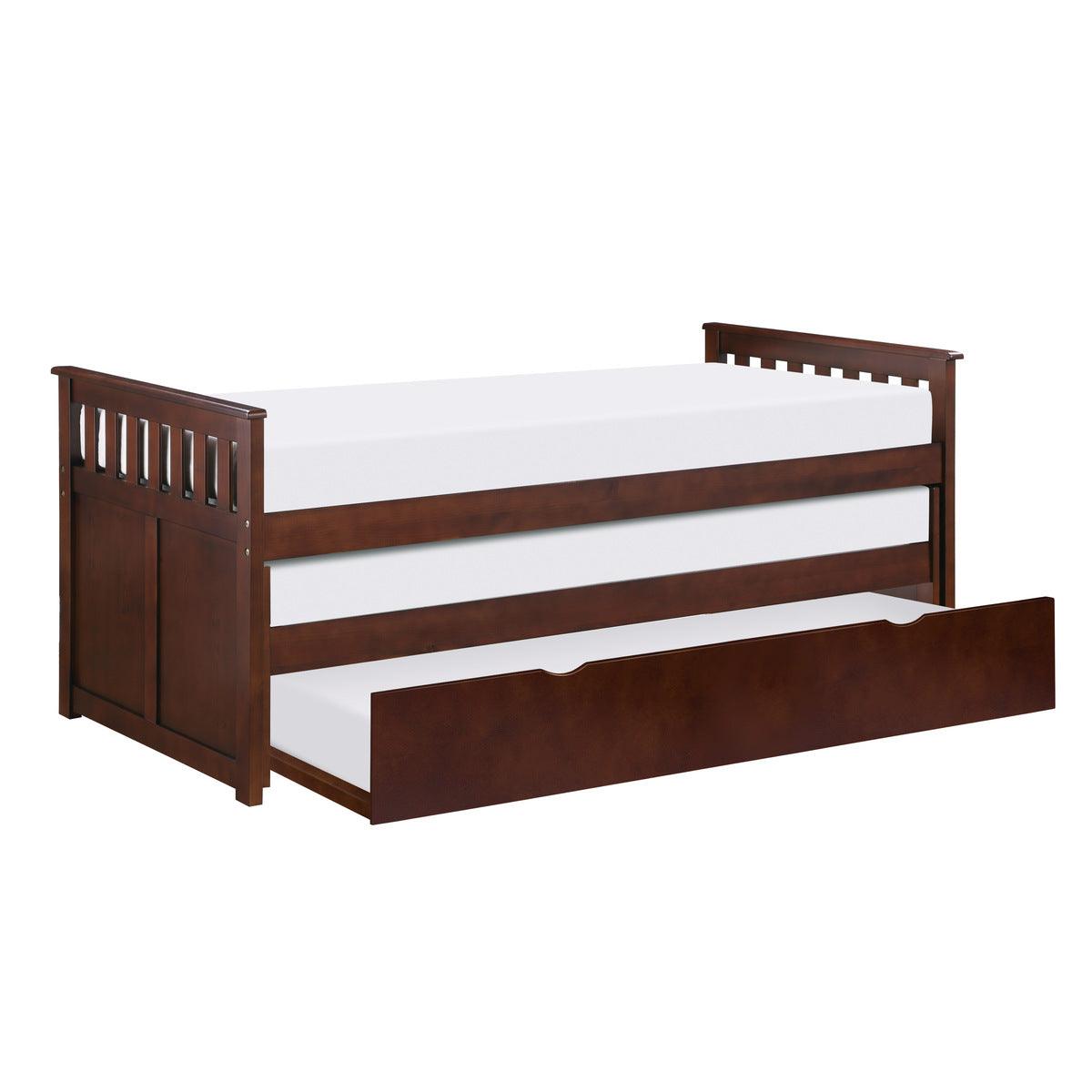 Rowe Dark Cherry Pine Veneer, Wood And Engineered Wood Youth Twin Daybed With Twin Trundle - Ella Furniture