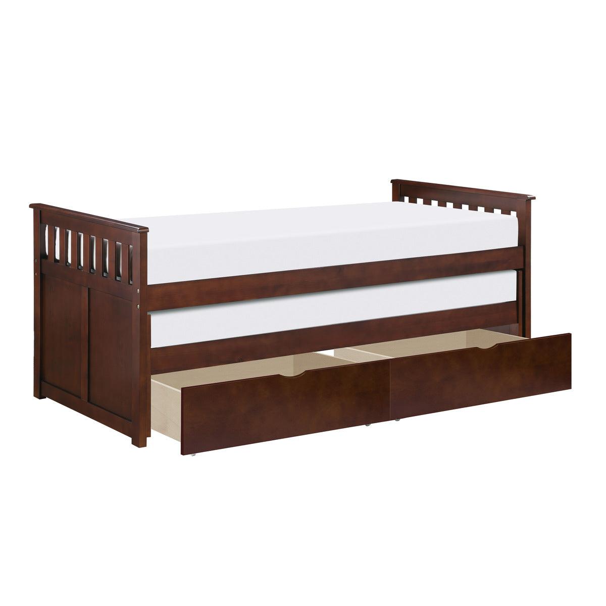 Rowe Dark Cherry Transitional Pine Veneer, Wood, Engineered Wood Twin/twin Bed With Storage Boxes - Ella Furniture
