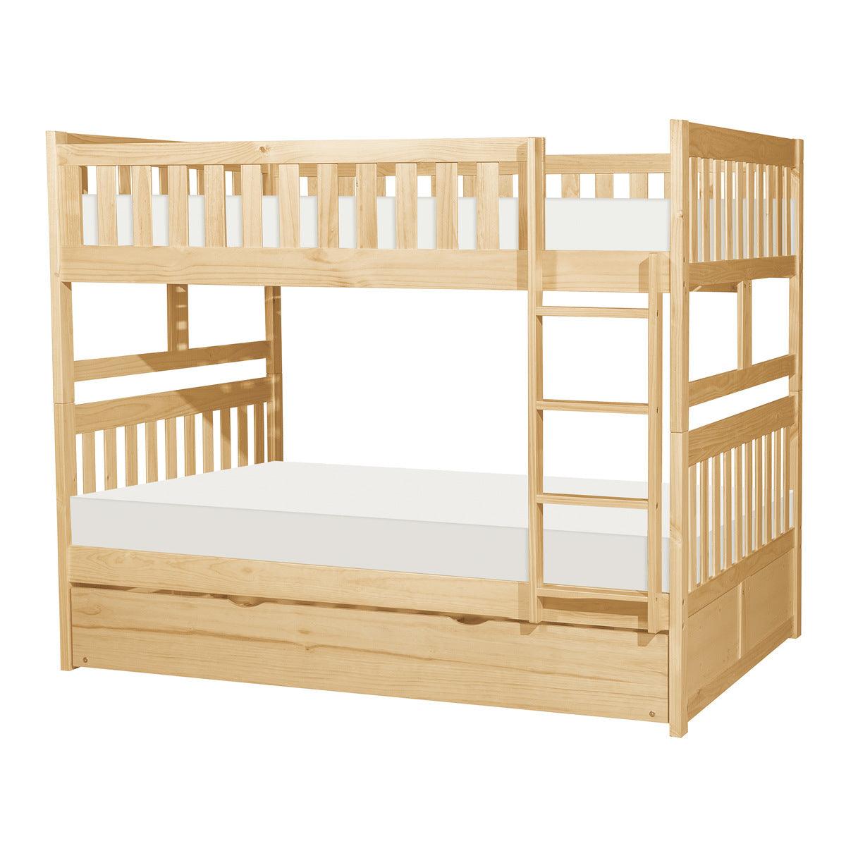 Bartly Natural Pine Pine Veneer, Wood And Engineered Wood Full/full Bunk Bed With Twin Trundle - Ella Furniture