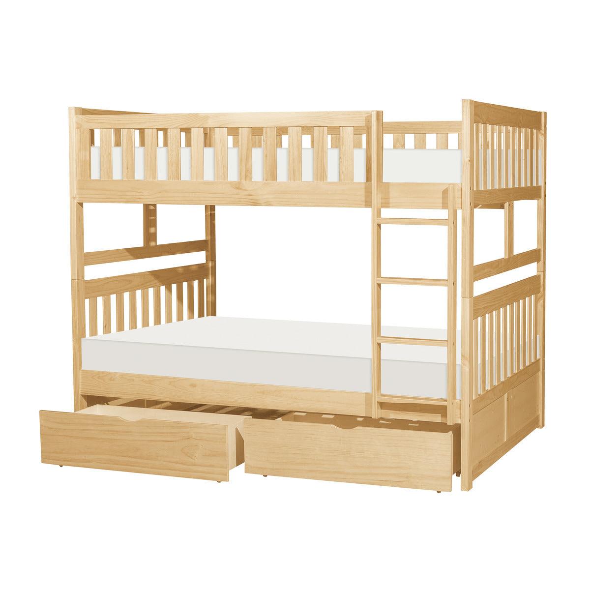 Bartly Natural Pine Transitional Engineered Wood Full Over Full Bunk Bed With Storage Boxes - Ella Furniture