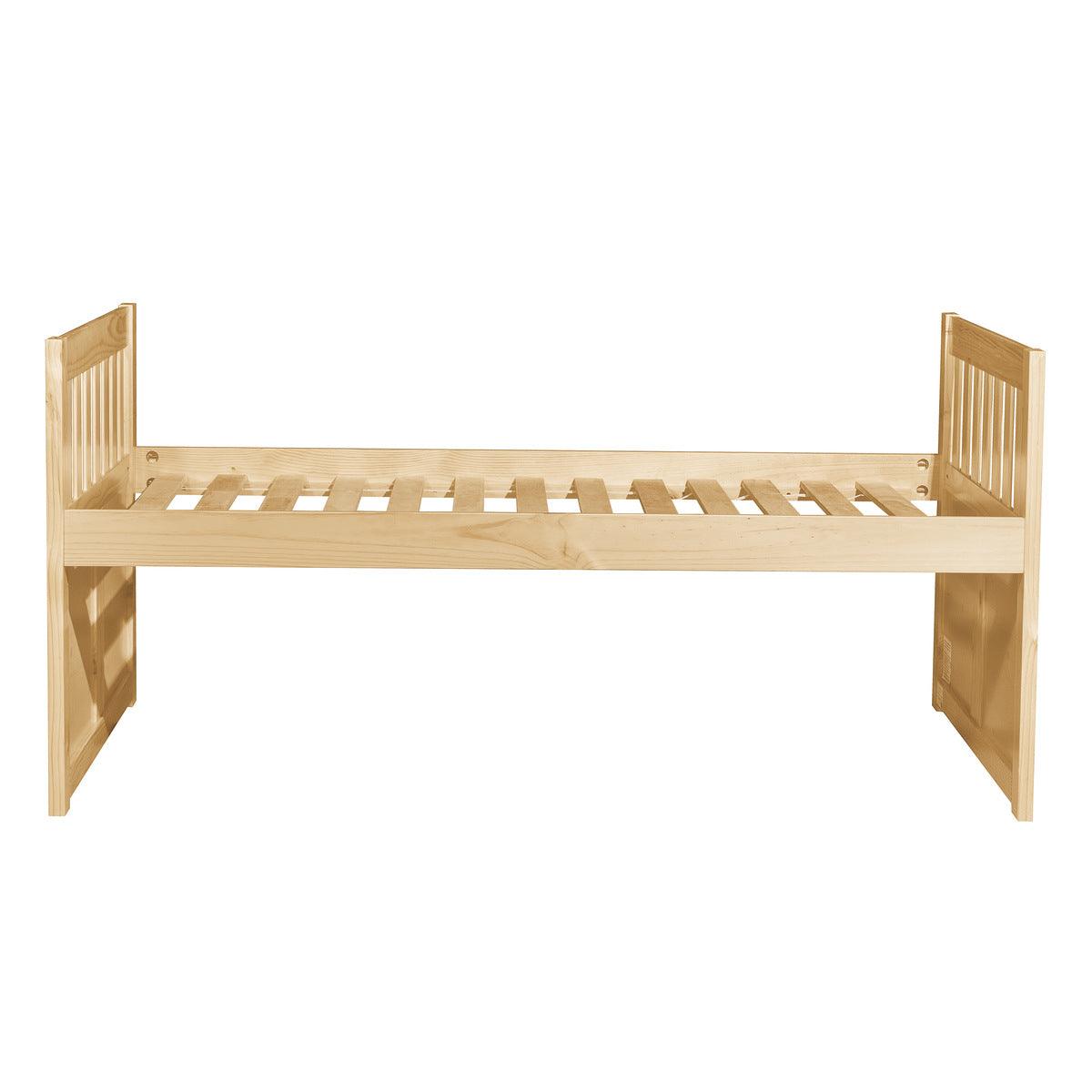 Bartly Natural Pine Twin Panel Bed angled front close-up