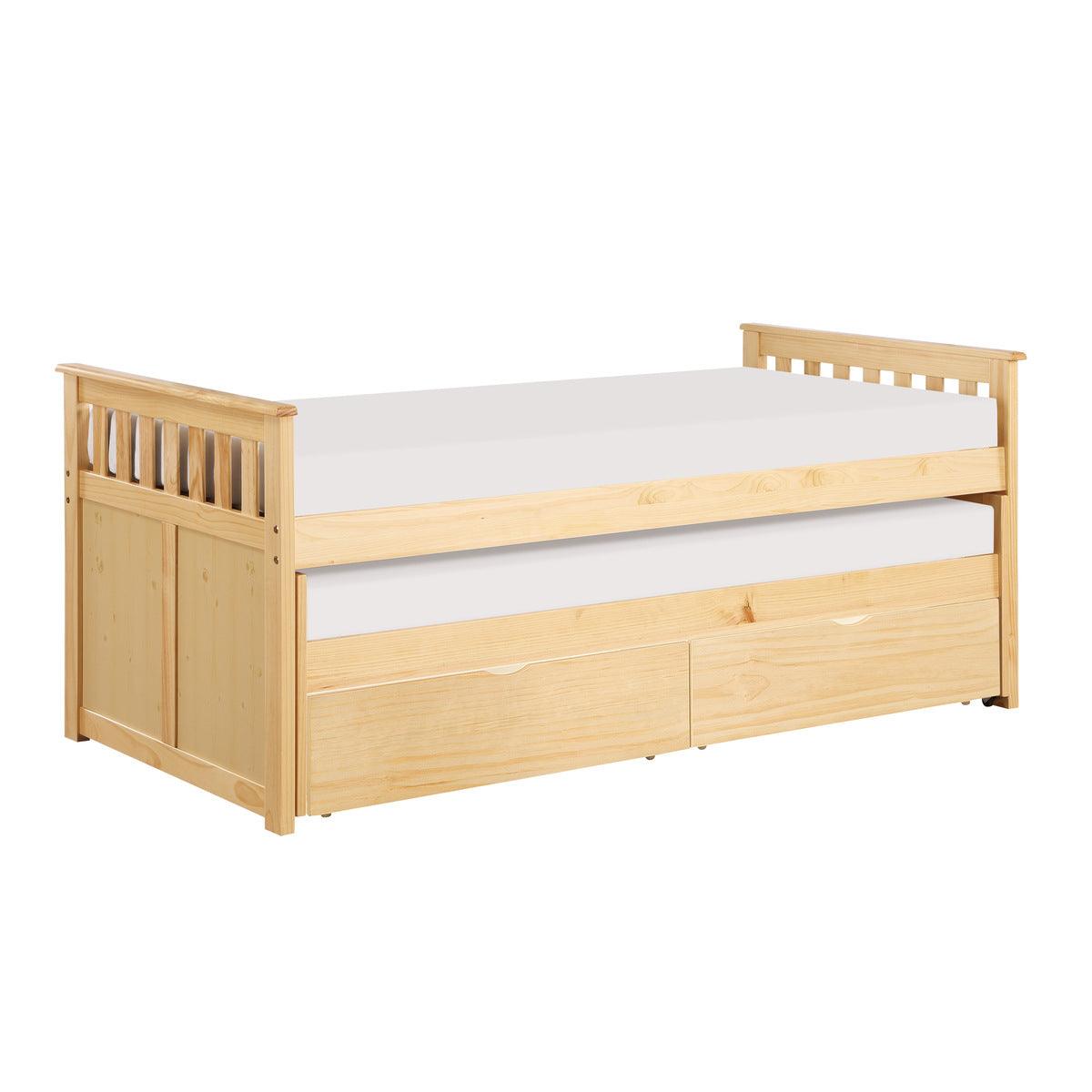 Bartly Natural Pine Pine Veneer, Wood And Engineered Wood Youth Twin Over Twin Storage Bed - Ella Furniture
