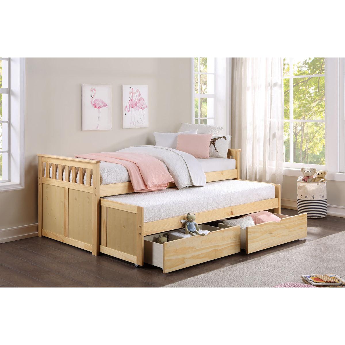 Bartly Natural Pine Pine Veneer, Wood And Engineered Wood Youth Twin Over Twin Storage Bed - Ella Furniture