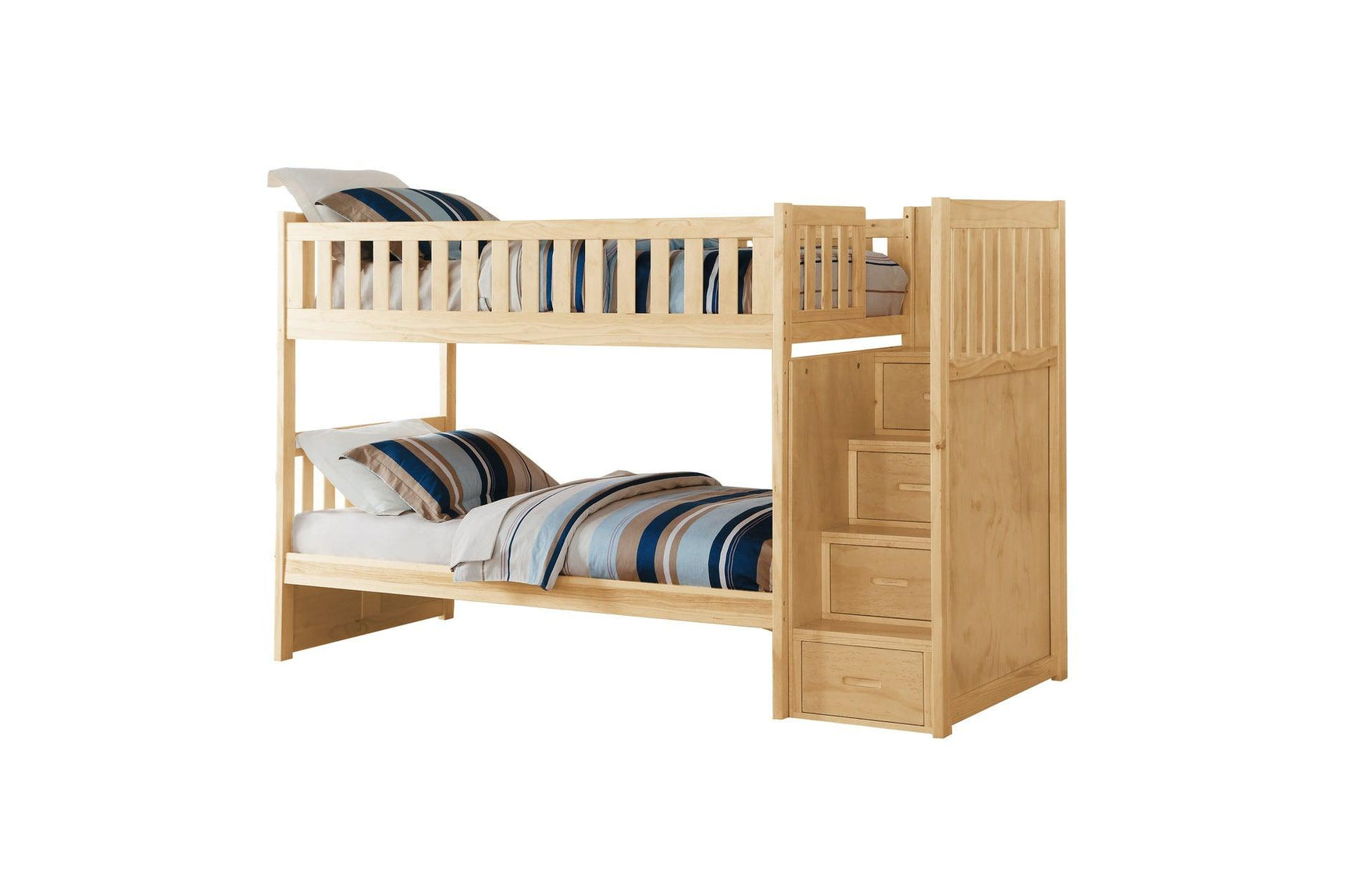 Bartly Natural Pine Modern Transitional Solid Wood Youth Bunk Bedroom Set With Storage - Ella Furniture