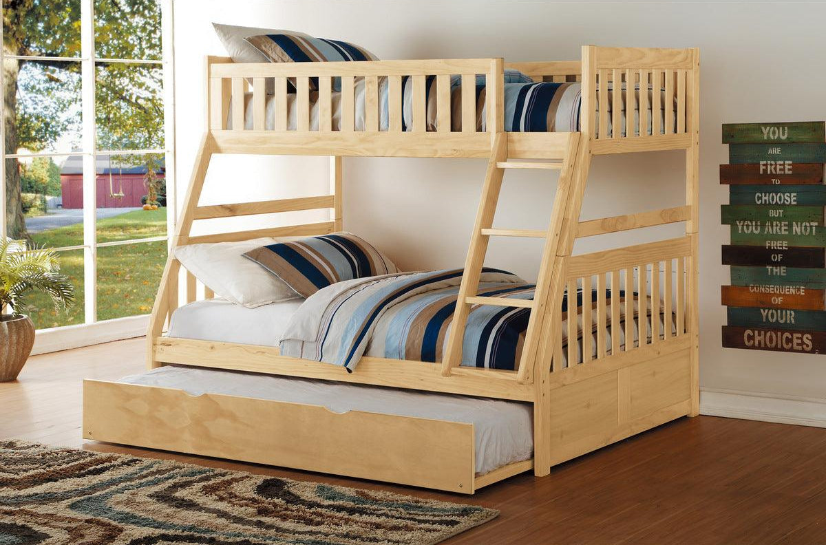 Bartly Twin/Full Bunk Bed natural finish angled view