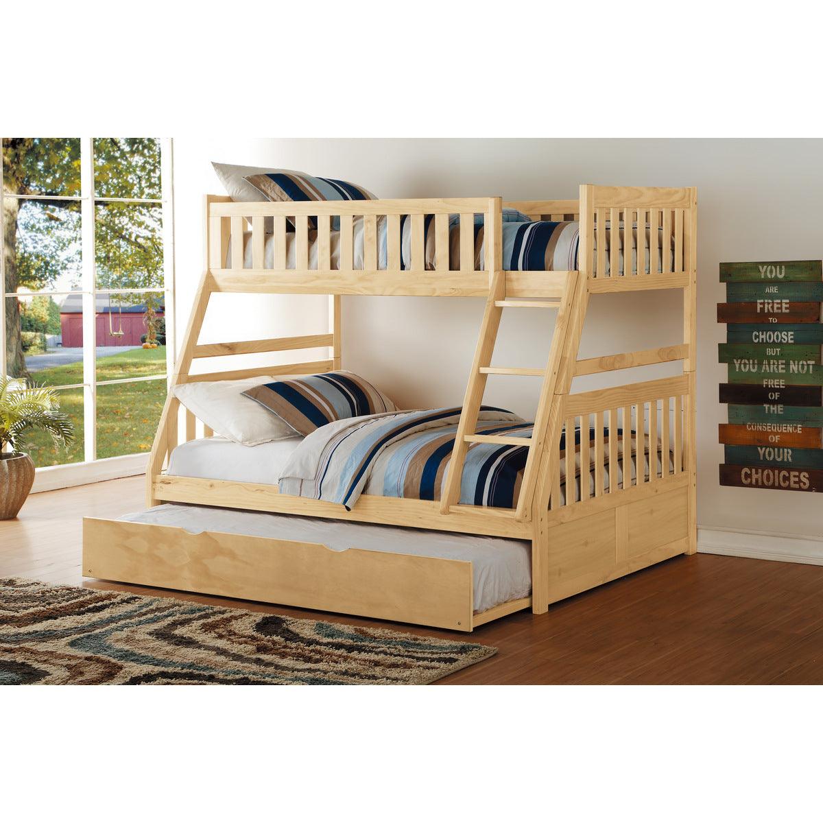 Bartly Natural Pine Veneer, Wood And Engineered Wood Twin/full Bunk Bed With Twin Trundle - Ella Furniture