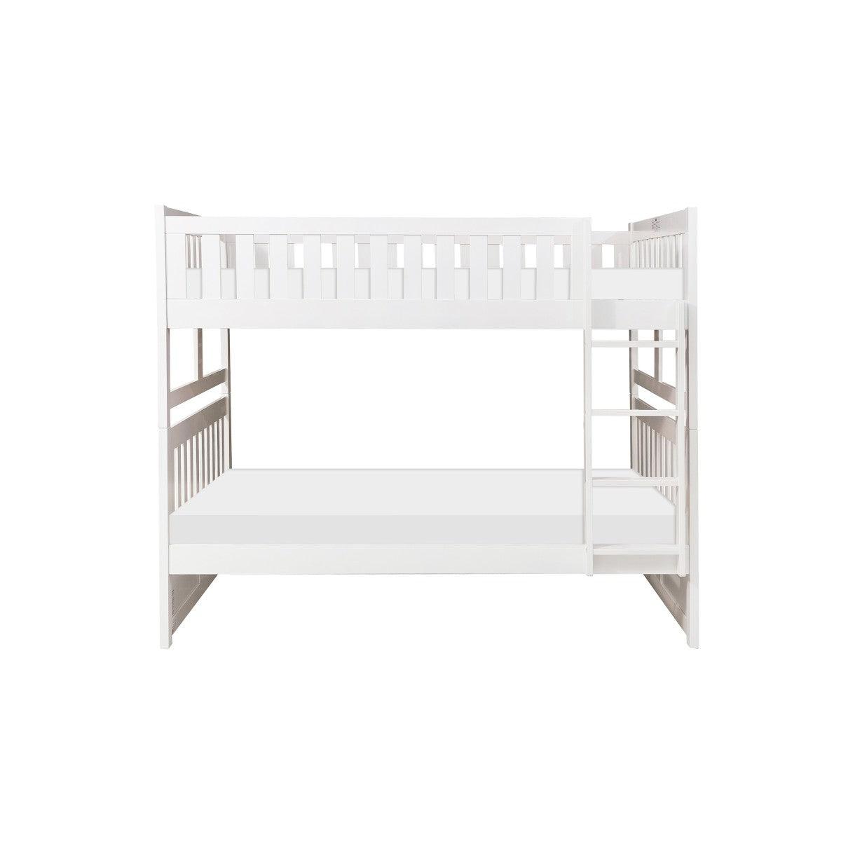 Galen white full over full bunk bed front angle