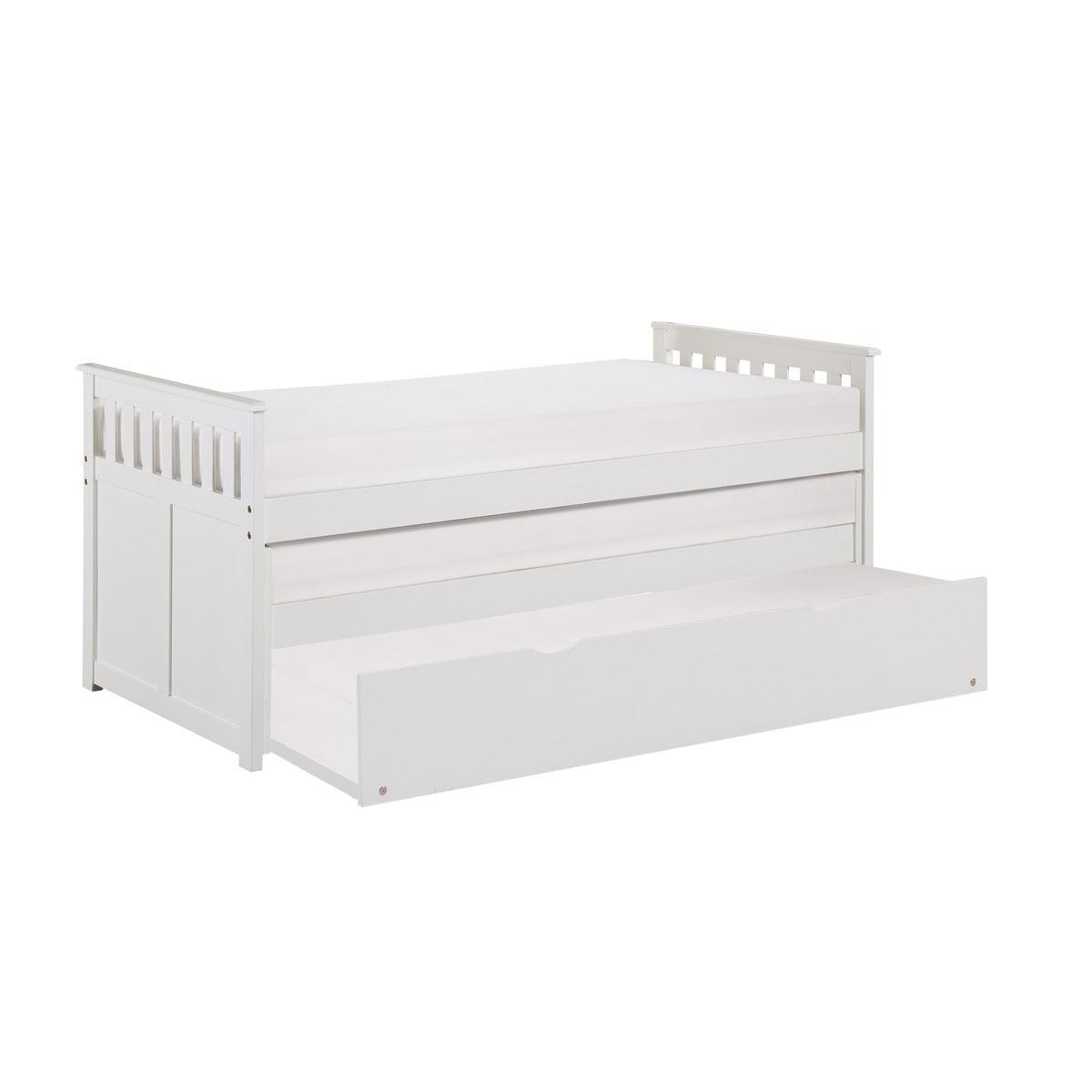 Galen White Transitional Wood And Engineered Wood Youth Twin Over Twin Trundle Bed - Ella Furniture