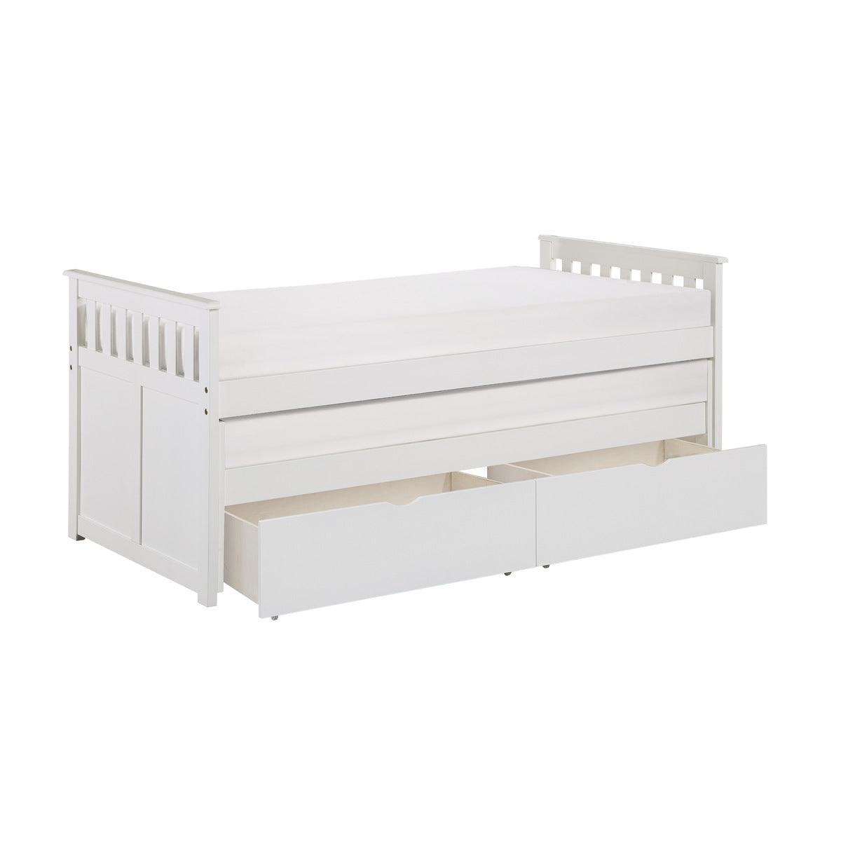 Galen White Modern Transitional Wood And Engineered Wood Twin/twin Bed With Storage Boxes - Ella Furniture