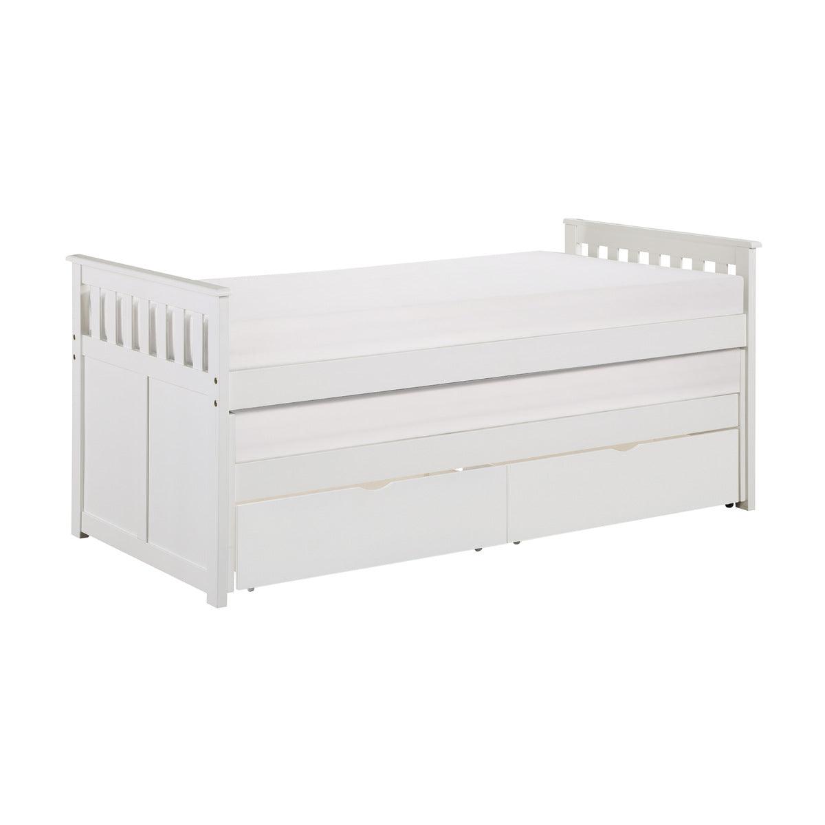 Galen White Transitional Wood And Engineered Wood Youth Twin Daybed With Storage Boxes - Ella Furniture