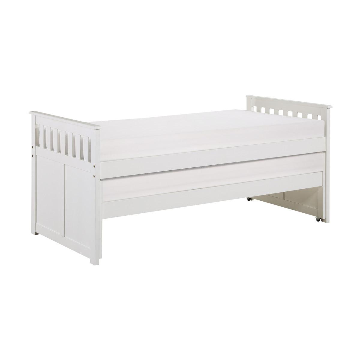 Galen White Transitional Wood And Engineered Wood Youth Twin Over Twin Daybed - Ella Furniture