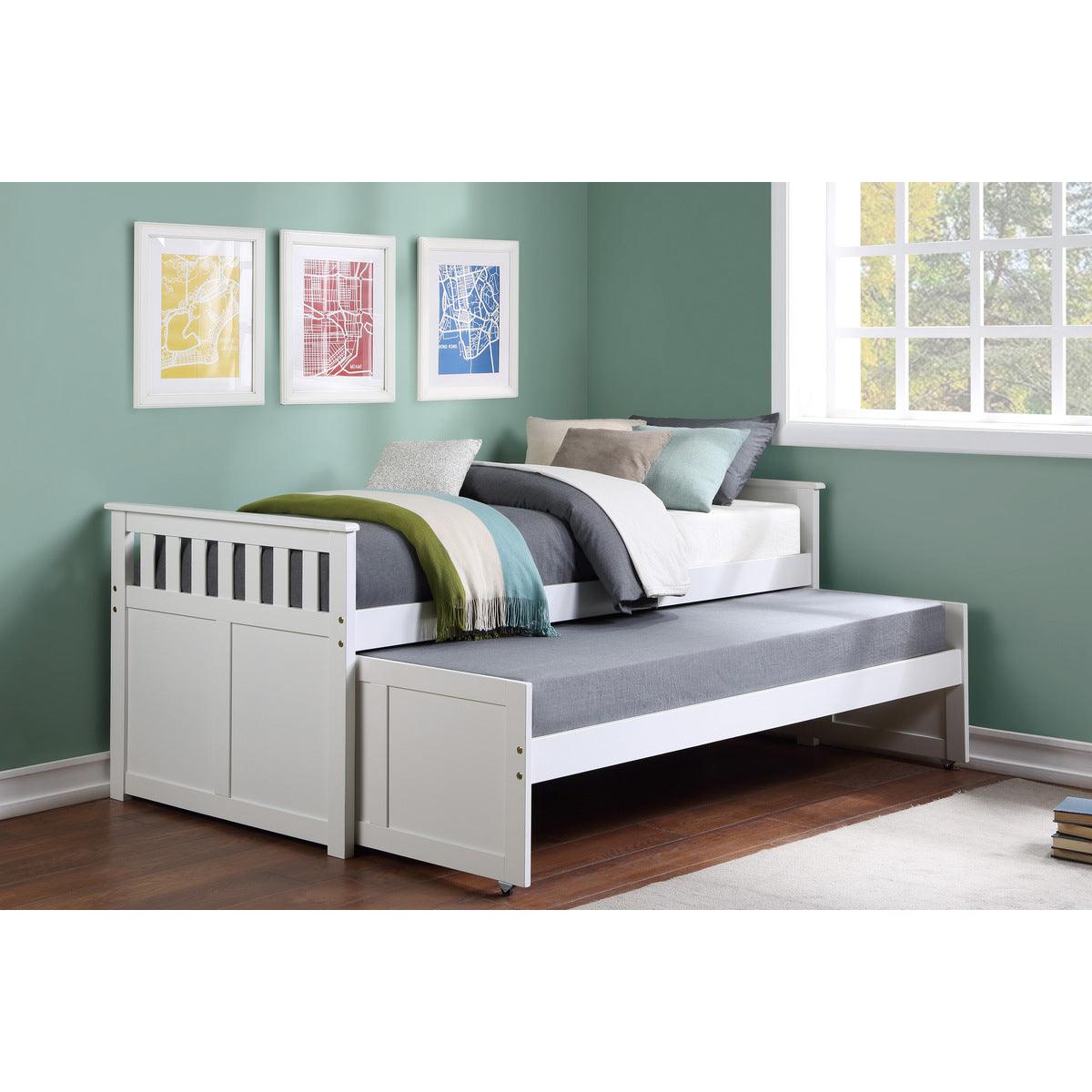 Galen White Modern Transitional Wood And Engineered Wood Twin Bed - Ella Furniture