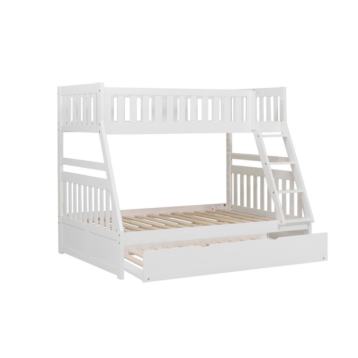 Galen White Modern Transitional Wood And Engineered Wood Twin/full Bunk Bed With Twin Trundle - Ella Furniture