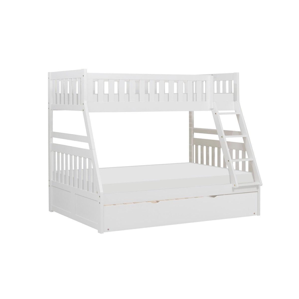 Galen White Modern Transitional Wood And Engineered Wood Twin/full Bunk Bed With Twin Trundle - Ella Furniture